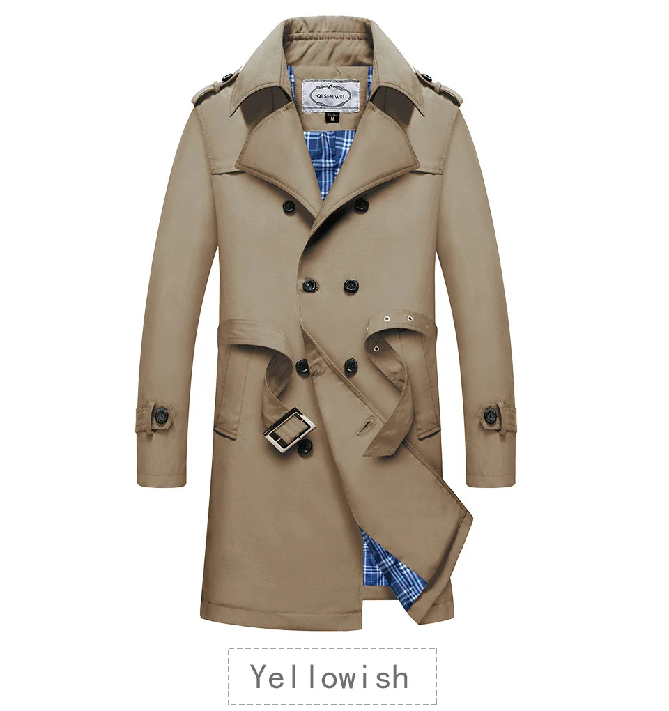 New Trench Coat Jacket Overcoat Casual Men's windbreakers Solid Color X-Long Men Fashion Autumn Jackets