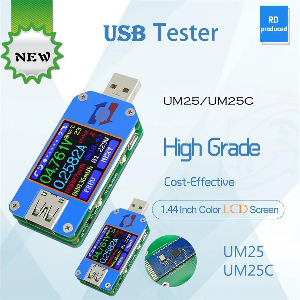 Портативный USB тестер UM25C/ UM25 вольтметр амперметр измерение заряда аккумулятора