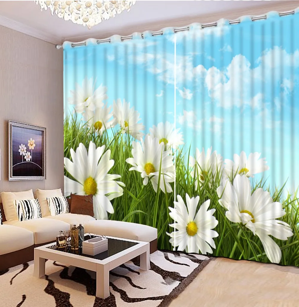 Шторы блэкаут с 3D принтом белого неба современные роскошные занавески для
