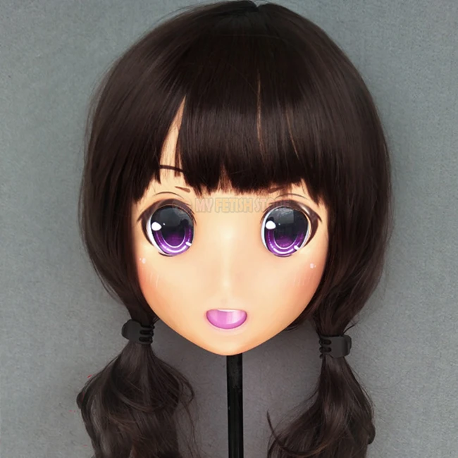 

(Caomei-02)Female Sweet Girl Resin Half Head Kigurumi Crossdress Cosplay Japanese Anime Role Lolita Doll Mask With Eyes And Wig