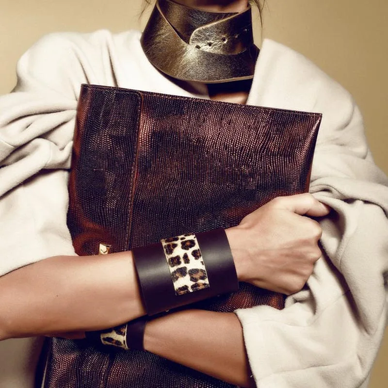 Кожаный браслет Шарм D & в стиле панк с леопардовым принтом модный роскошный