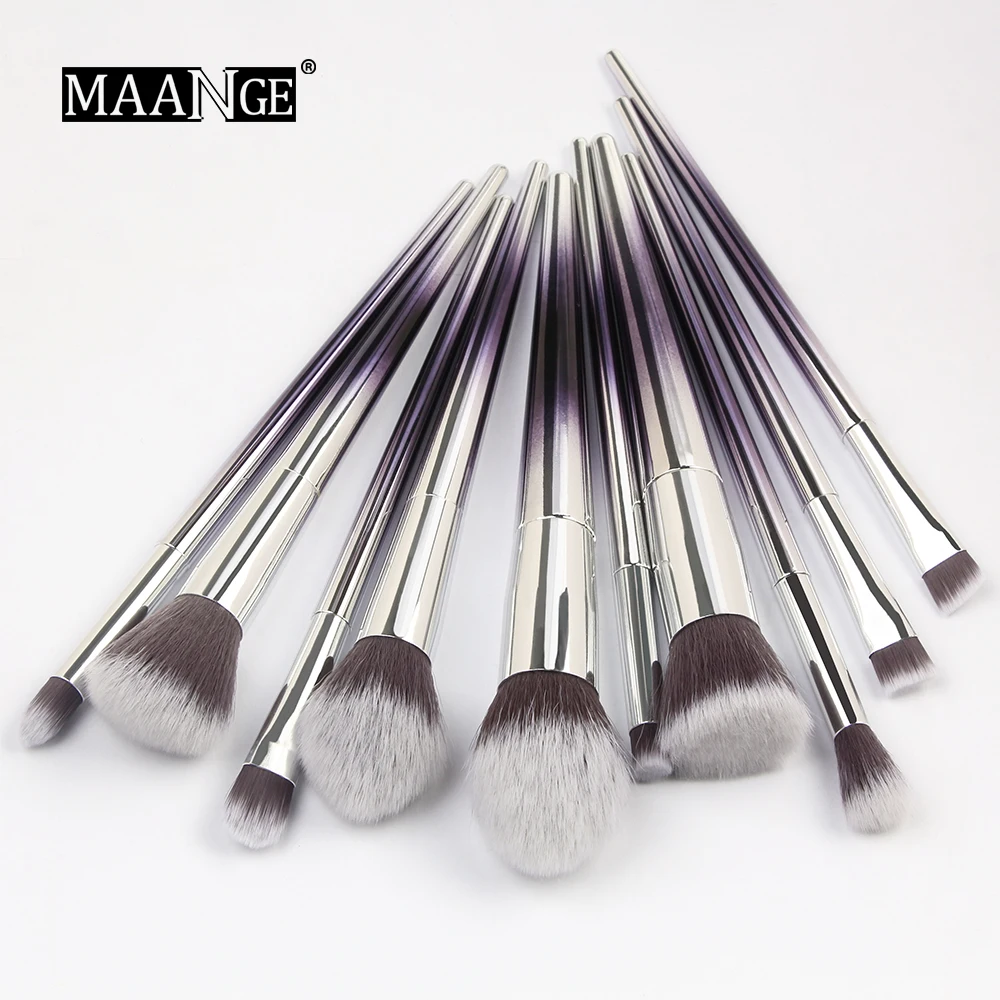 Purple MAANGE 10 шт. Профессиональный набор кистей для макияжа Красочные румяна набор кисточек для макияжа Подводка для глаз женский комплект кистей для макияжа - Handle Color: Purple