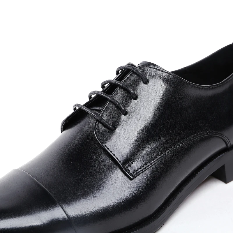Men's Derby Shoes Genuine Leather Cowhide Round Toe Office Style Dress Wedding Business 2018 New Lace-up | Обувь