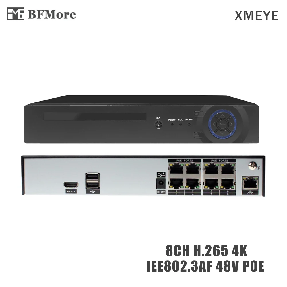 Bfmore H.265 8ch 48 В POE NVR 4 К Выход IP камера видеонаблюдения сети P2P Регистраторы