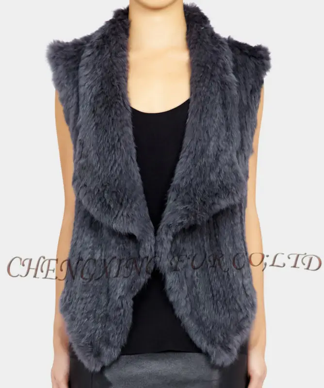 Женский трикотажный жилет из натурального кроличьего меха новый стиль|fur vest