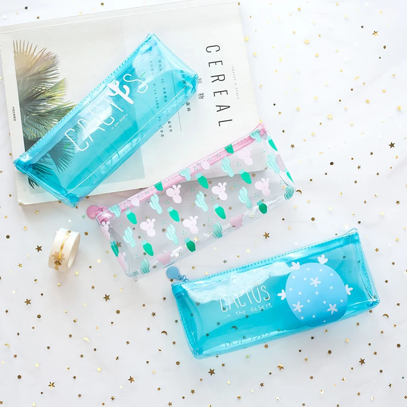 1 шт. симпатичный карандаш кактус чехол кавайный прозрачный пенал канцелярские