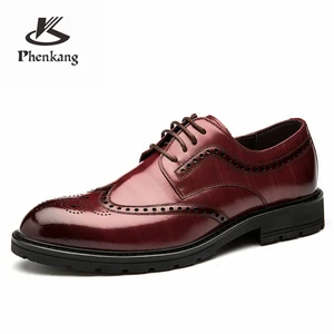 Мужские деловые туфли-оксфорды из натуральной кожи, мужские свадебные броги, офисные туфли со шнуровкой, 2020