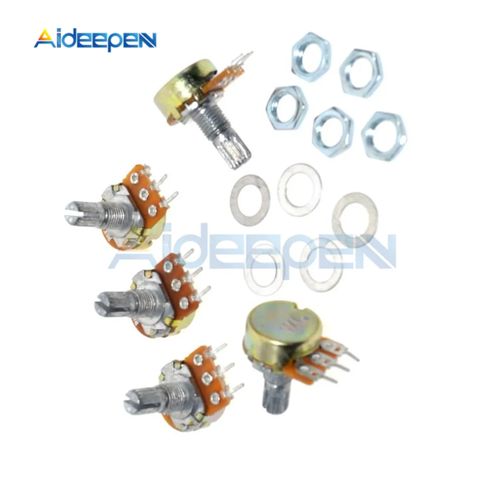 5PCS B20K OHM Linear Taper Rotary Potentiometer 20KB Pot 15MM Shaft 3 Pin | Инструменты
