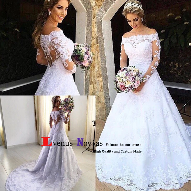 Vestidos Noiva Новое свадебное платье Boho с вырезом лодочкой и открытыми плечами 2020 Robe