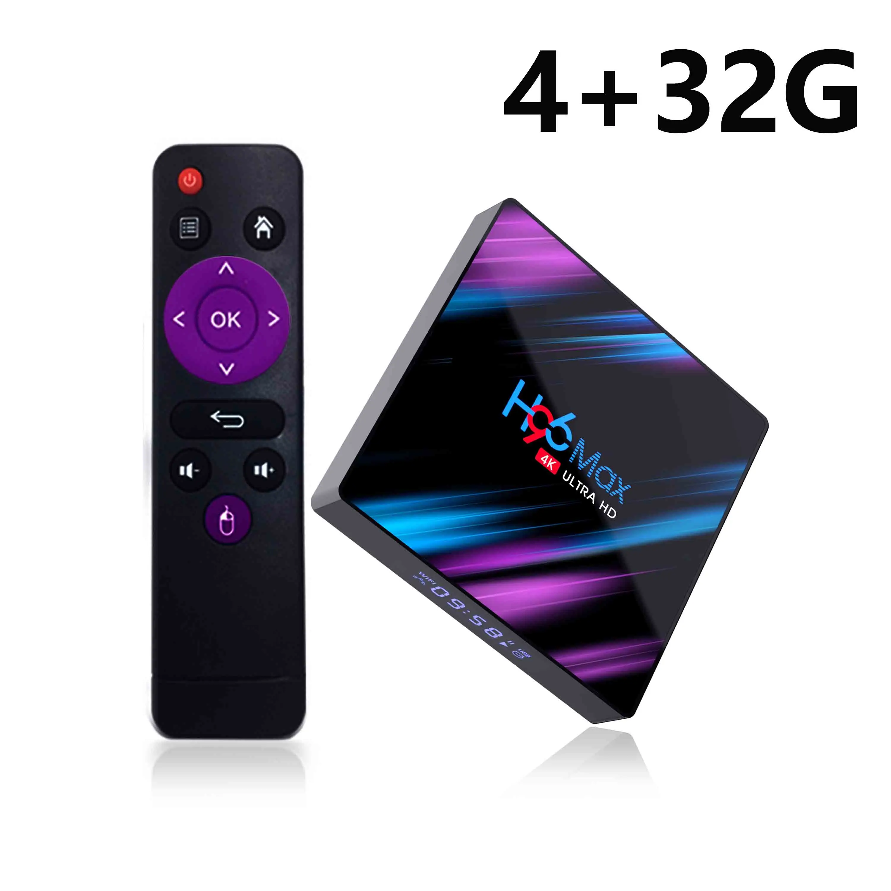 ТВ приставка CRENOVA H96MAX Android 9,0 на Rockchip RK3318 4 Гб ОЗУ 64 Гб ПЗУ H.265 4 K 60fps Google Store плеер Netflix Youtube - Цвет: 4G 32G