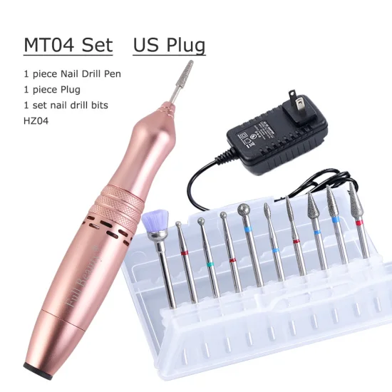 MT04-US-HZ04 STZ 20000 ОБ/мин, электрическая дрель для ногтей, набор ручек, маникюрный станок, фреза, Полировочная, шлифовальная машинка, инструмент для педикюра, оборудование для дизайна ногтей MT04 - Цвет: MT04-US-HZ04