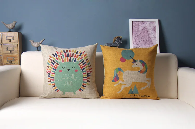 Милые хлопковые подушки с изображением животных зебры слона панды белье для