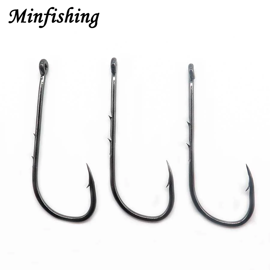 Minfishing 100 шт./лот рыболовный крючок черный никель baithhold рыболовные крючки из высокоуглеродистой стали морской крючок