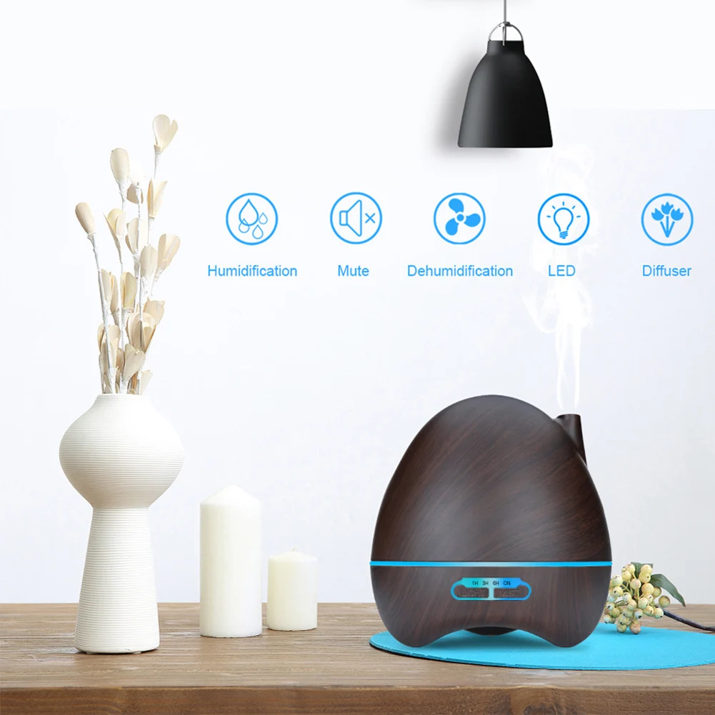 500ML Air Humidifier with Remote Control Essential Oil Diffuser Humidificador Mist Maker 7 shoothing LED Aroma Diffusor | Бытовая
