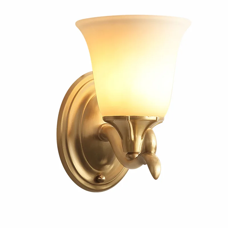 

Postmodern Copper White Luminaria Bedroom Bedside Home Deco LED Wall Sconce American Modern Simple Aisle Stairs Deco Wall Lights