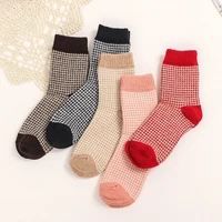 peonfly autumn leisure time rabbit wool strips grain plover grid spelling color canister 5pairslot funny socks hosiery women