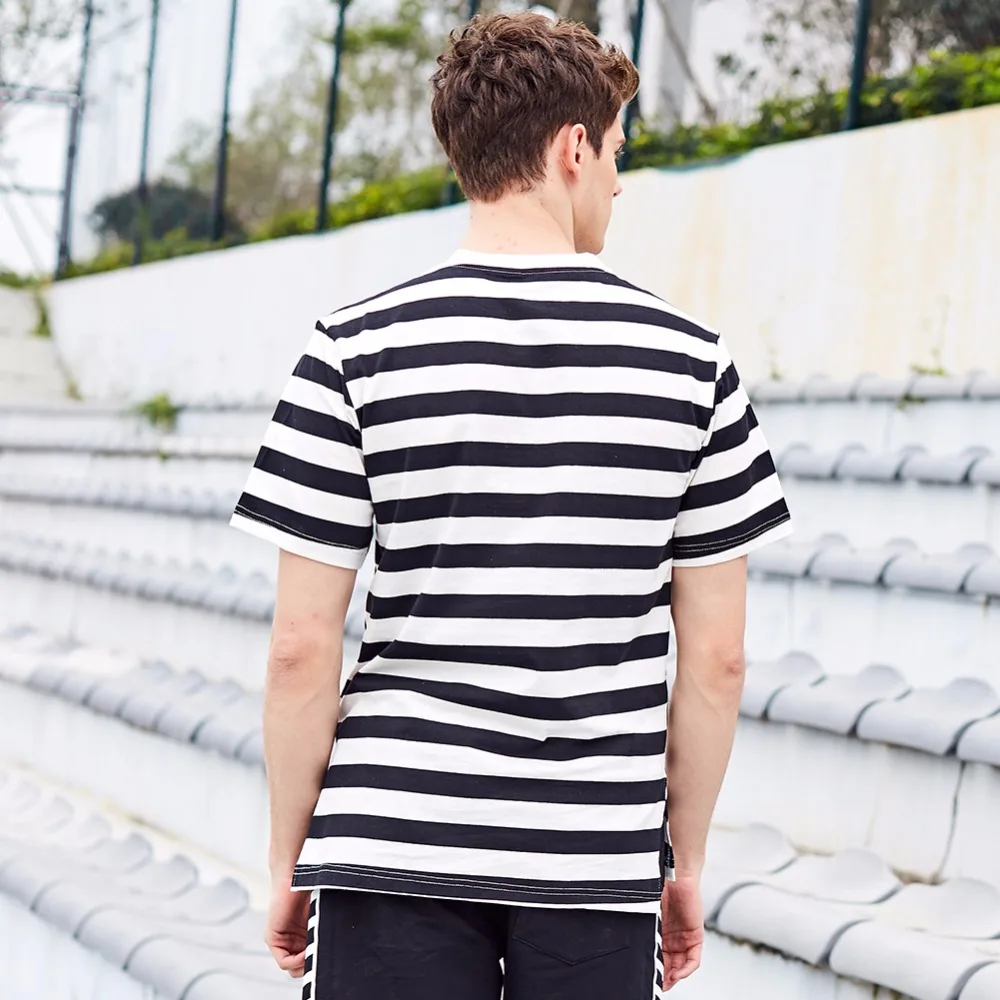 Новая футболка мужская мода 2018 года летняя с коротким рукавом в полоску цветная
