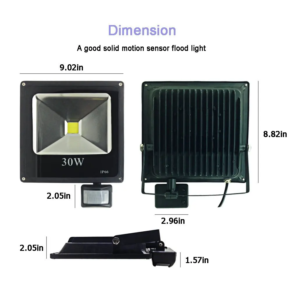 GLW отражатель светодиодные ПИР светодиодный светильник 30W 110 V/220 V avec capteur