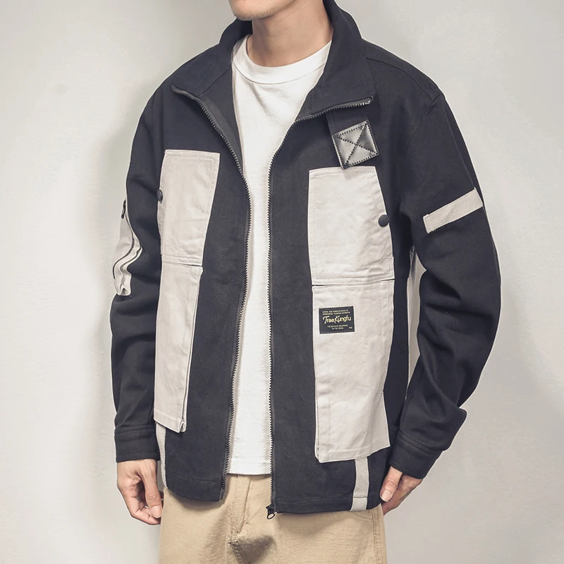 Мужская джинсовая куртка ветровка Лоскутная верхняя одежда весна-осень мужская