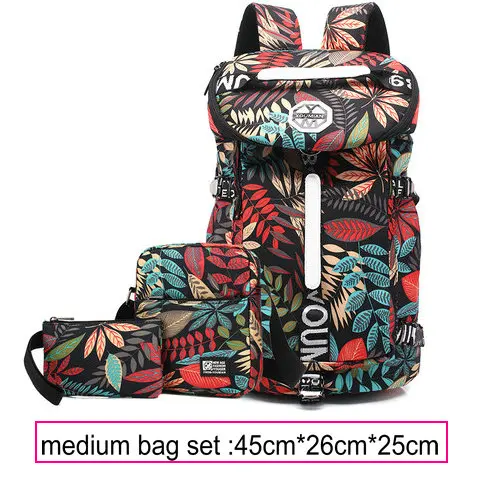 medium red set 36L дорожный рюкзак для ноутбука, женский рюкзак, школьные сумки для девочек-подростков, цветочный принт, rugzak back pack kippling, женский рюкзак - Цвет: medium red set