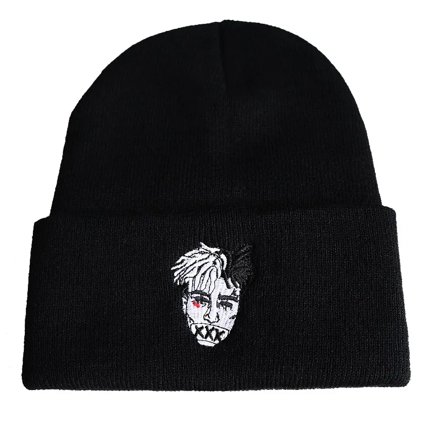 Высокое качество xxxtentacion дреды очень повседневные шапочки для мужчин и женщин модная вязанная зимняя шапка хип-хоп Skullies шапки хит - Цвет: Черный