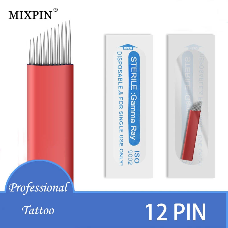 100 шт. 12 гибких ламинатов Tebori pin иглы для микроблейдинга лезвие перманентного