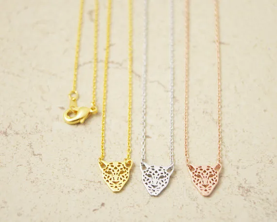 

Fashion the leopard head hollow-out pendant necklaces