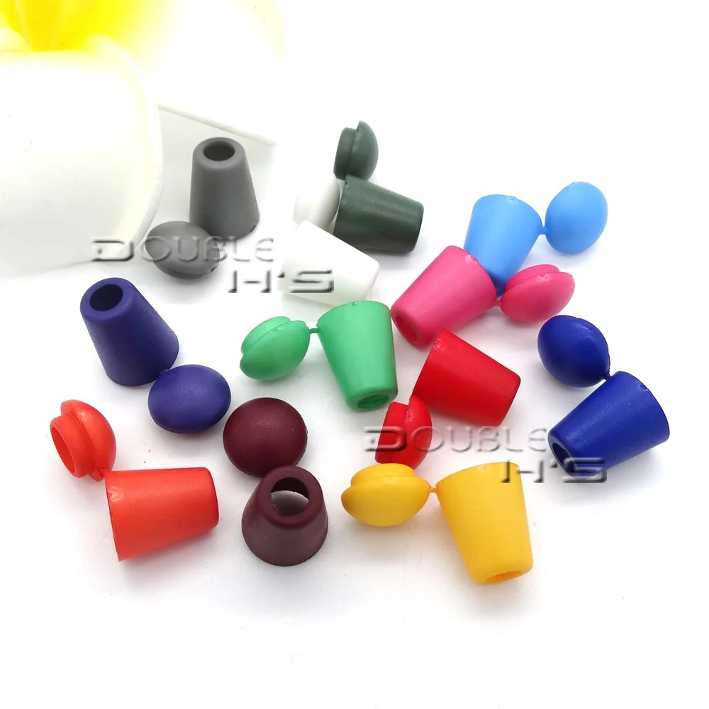 20 шт./лот цветные концы шнура колокольчик с блокировкой крышки пластиковый
