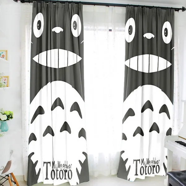 Oct. New Home Textile Japanese Anime My Neighbor Totoro 150*200CM Milk Wire Fabric Children Cartoon Window Curtain #41220