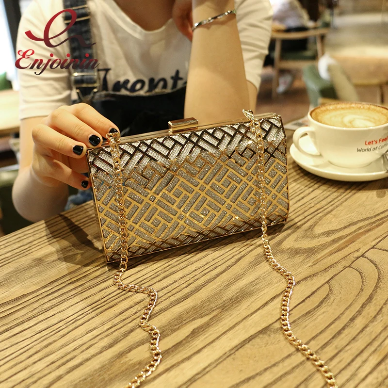 Роскошные женские вечерние сумочки клатчи с геометрическим узором из блестящего