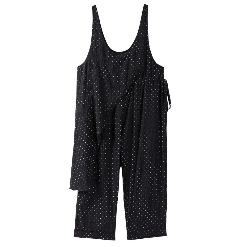 

Women Printed Dot Jumpsuit Personality Fashion Pocket ankle-length Pants Summer Casual Adjustable Strap Pants Ladies XL-01