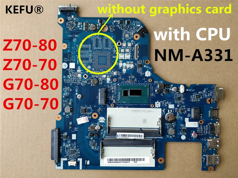 KEFU с процессором для материнской платы подходит Lenovo G70-80 AILG1 NM-A331 DDR3 в хорошем
