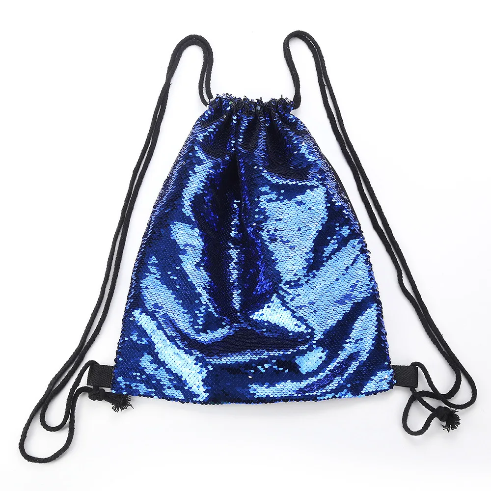 Реверсивный блеск Drawstring сумки Для женщин пайетки рюкзак на веревках путешествия