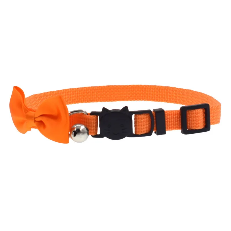 Orange Ошейник для маленькой собачки, ошейник для маленькой собаки, нейлоновый галстук-бабочка для котенка, ошейники для собак с колокольчиком, 7 цветов - Цвет: Orange