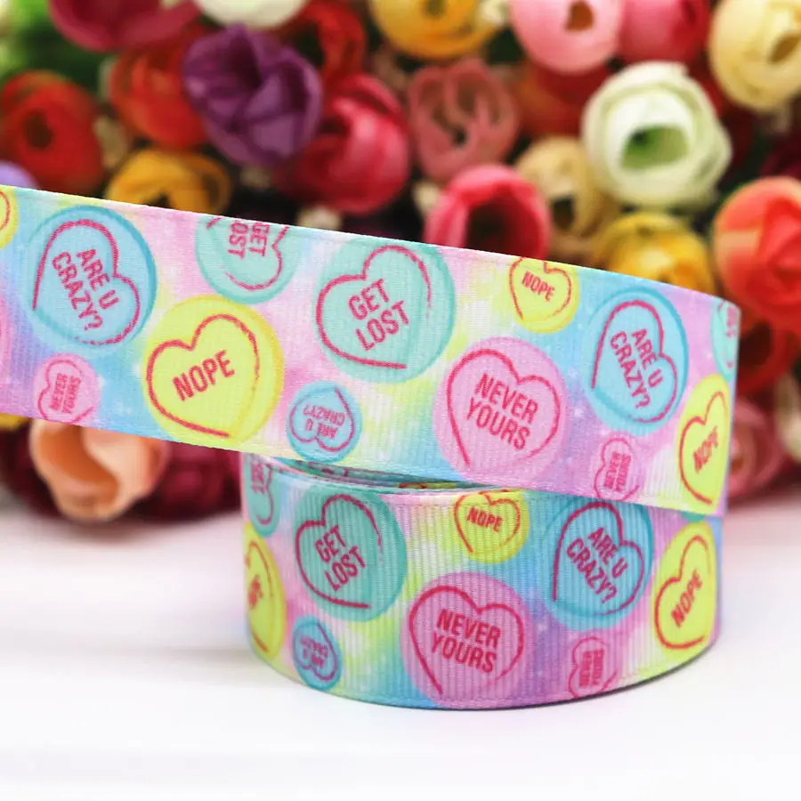 50 ярдов сердце любовь/звезда печатных Grosgrain ленты " 25 мм пробки для бутылок DIY ремесла ручной работы интимные аксессуары M19042301 - Цвет: 4