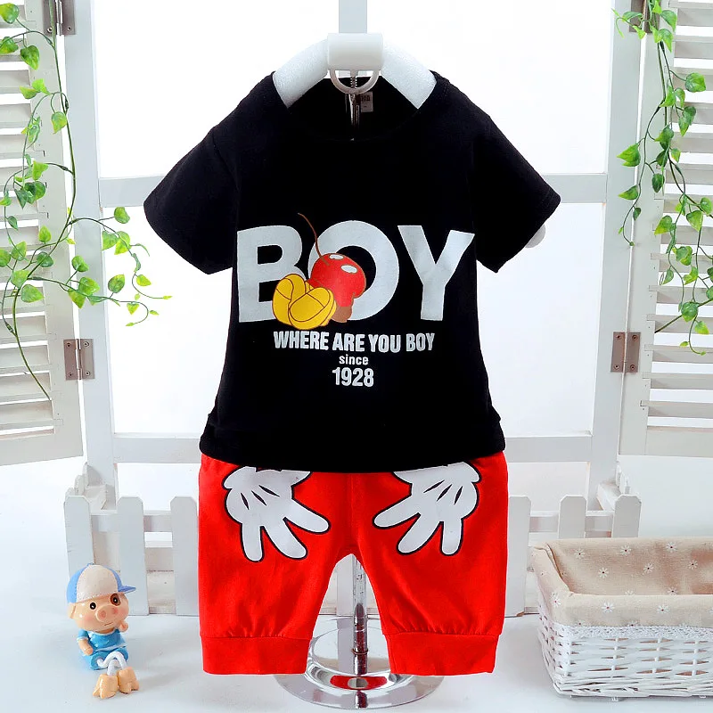 

summer new children's BOY short sleeved two sets of cute baby boy suit kids baby boy cloths