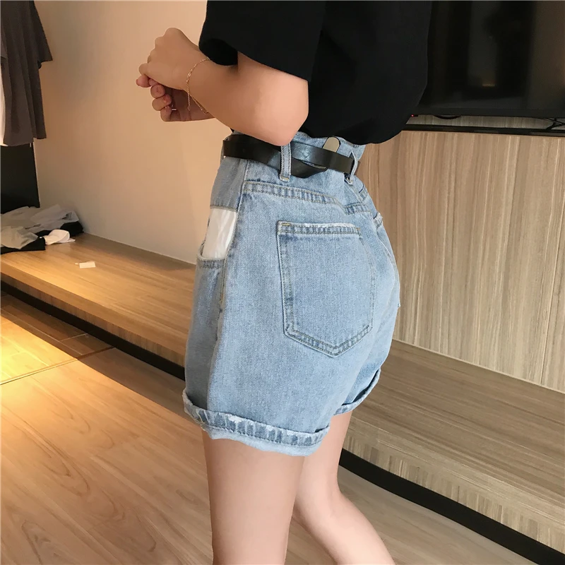 Повседневное Для женщин Джинсовые Шорты карманы контраст Цвет женские джинсовые