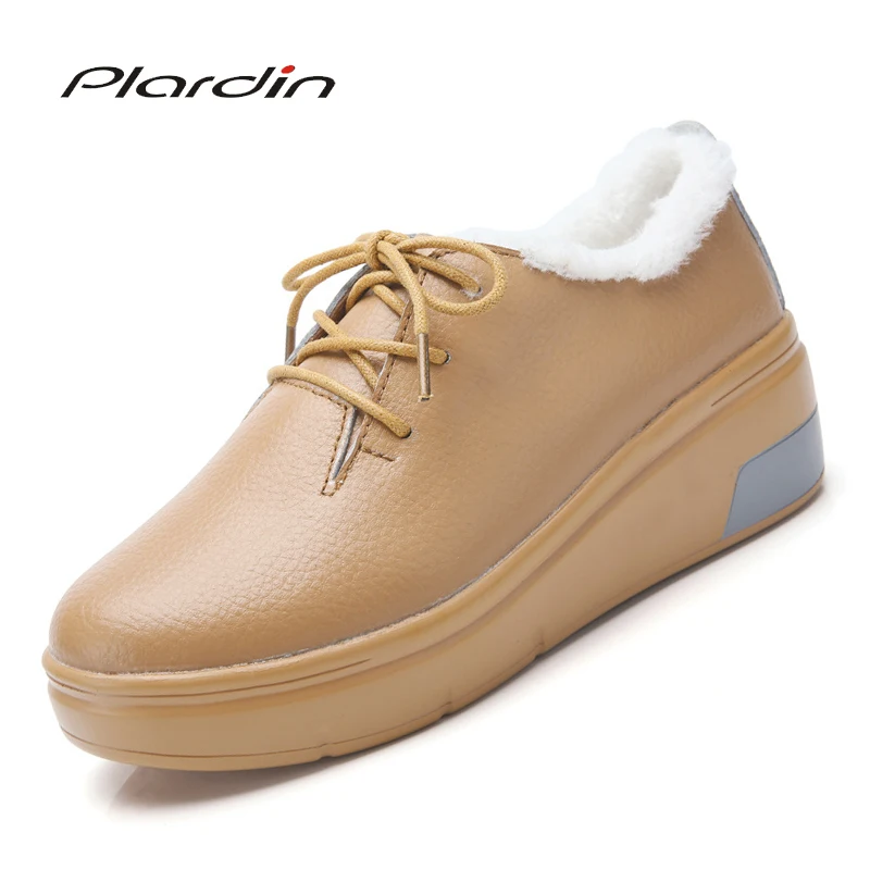 Plardin/новые зимние женские туфли на плоской платформе в сдержанном стиле модная