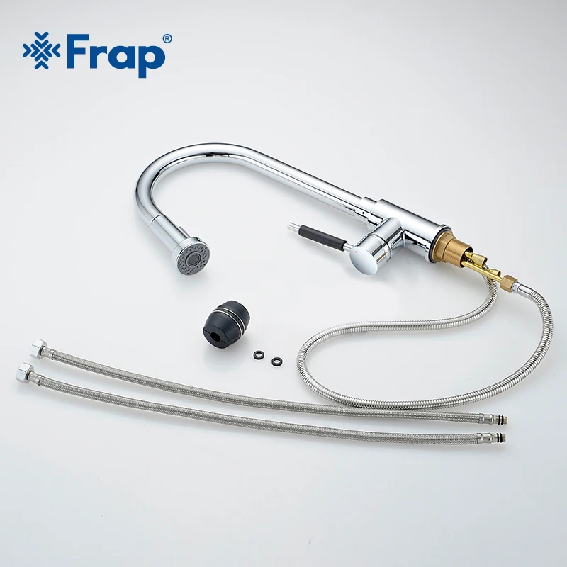 Кухонный кран Frap Y40027 однорычажный серебристый смеситель для кухни с поворотной
