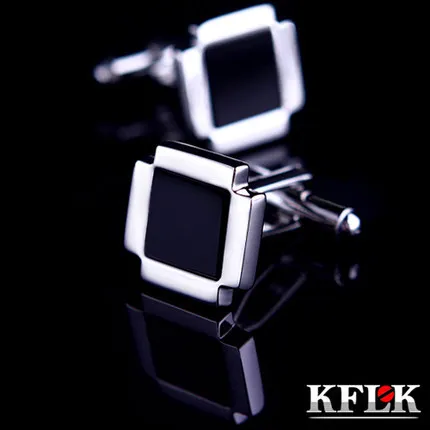 

KFLK 2020 Luxury shirt cufflink for mens gift Brand cuff buttons Black cuff link High Quality cheap abotoadura gemelos Jewelry