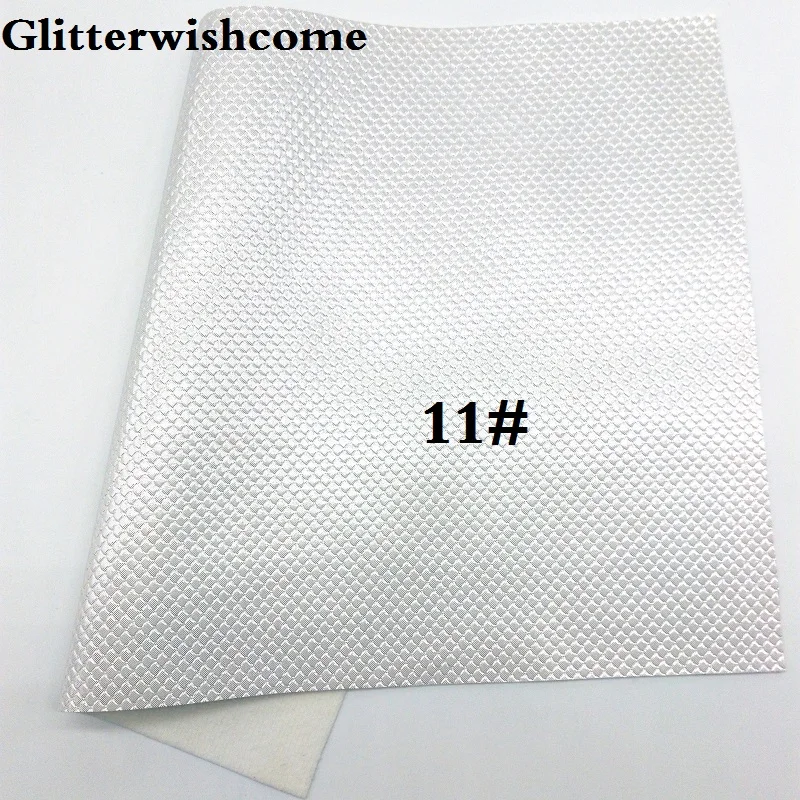 Glitterwishcome 21X29 см A4 размер винил для бантов тисненая рыбья чешуя кожа Русалка Fabirc кожа ткань винил для бантов, GM006A - Цвет: 11