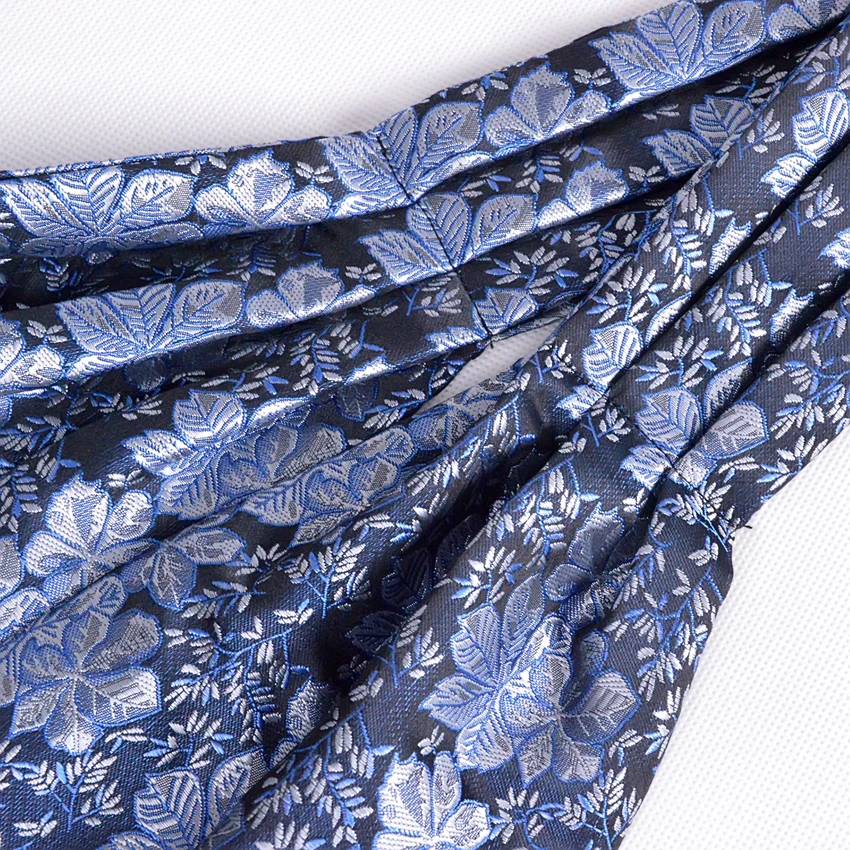 Новый мужской шелковый галстук 2017 Синий Серый Цветочный Атласный Галстук Модные