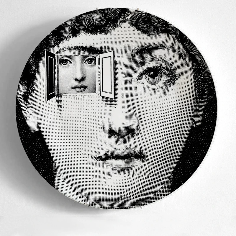 24 10-дюймовая шпилька для Fornasetti таблички для дома украшения Рождественские украшения для ужина пластина декоративная настенная посуда черный, белый цвет настенные тарелки - Цвет: 24