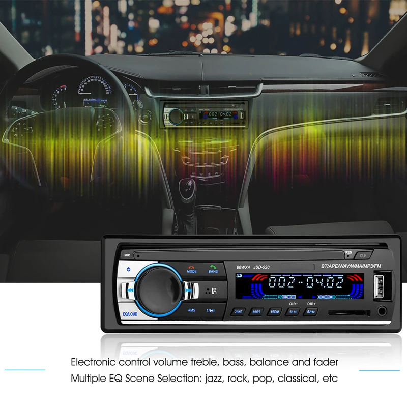 Автомобильный Радио JSD 520 12 в MP3 FM Bluetooth 1 din автомобильный стерео плеер телефон AUX IN