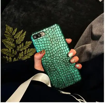 Чехол из крокодиловой кожи с зелеными блестками для iPhone XS Max XR X 7 8 Plus 11 Pro Max, кожаный чехол для iPhone 6S Plus, чехол для iPhone 7 - Цвет: Green B