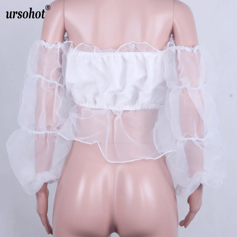 Ursohot/летний сексуальный кружевной женский укороченный Топ без бретелек с рюшами