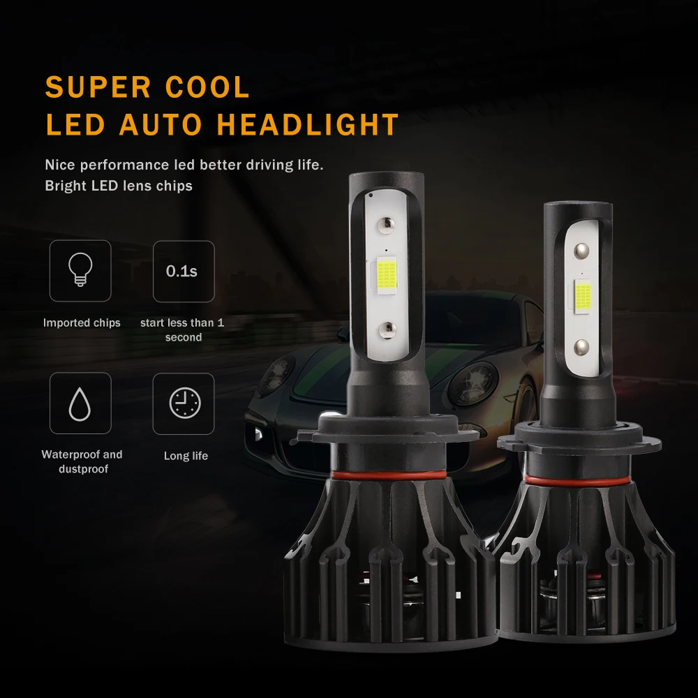 Oslamp COB 72 Вт 8000lm H7 H1 Hi lo луч светодиодный лампы для фар 12 В 24 в авто фары GMC HIACE JINBEI Grace