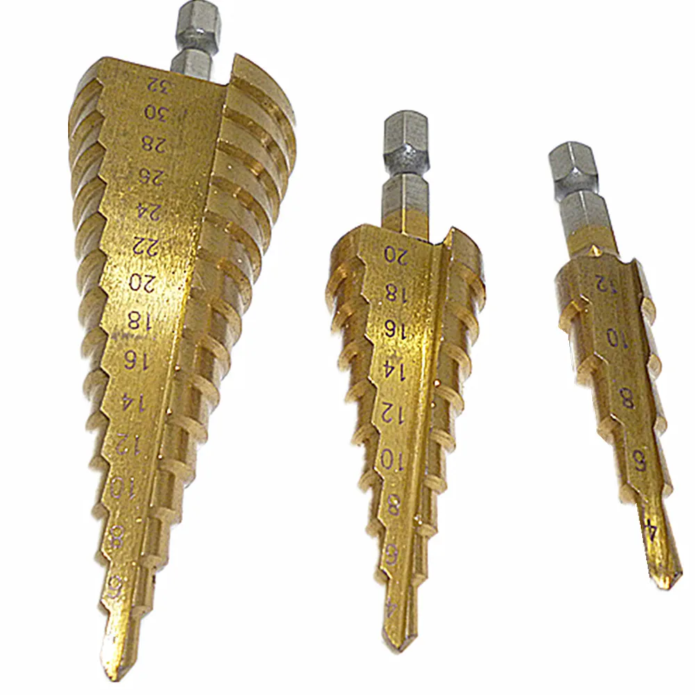 Набор ступенчатых Сверл из быстрорежущей стали 3 шт. промышленный расширитель