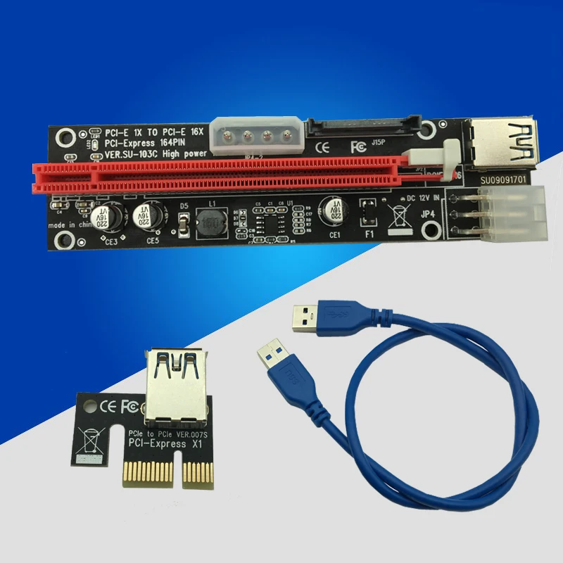 Новинка 3 в 1 60 см USB 0 PCIe 1x до 16x PCI Экспресс удлинитель Райзер карта SATA 6pin 4pin