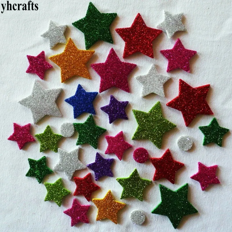 40PCS star 1 пакет/Лот. Блестящая пена Звездные наклейки, детские игрушки. Набор для скрапбукинга. Ранние развивающие игрушки для детского сада ручной работы домашние работы OEM - Цвет: 40PCS star